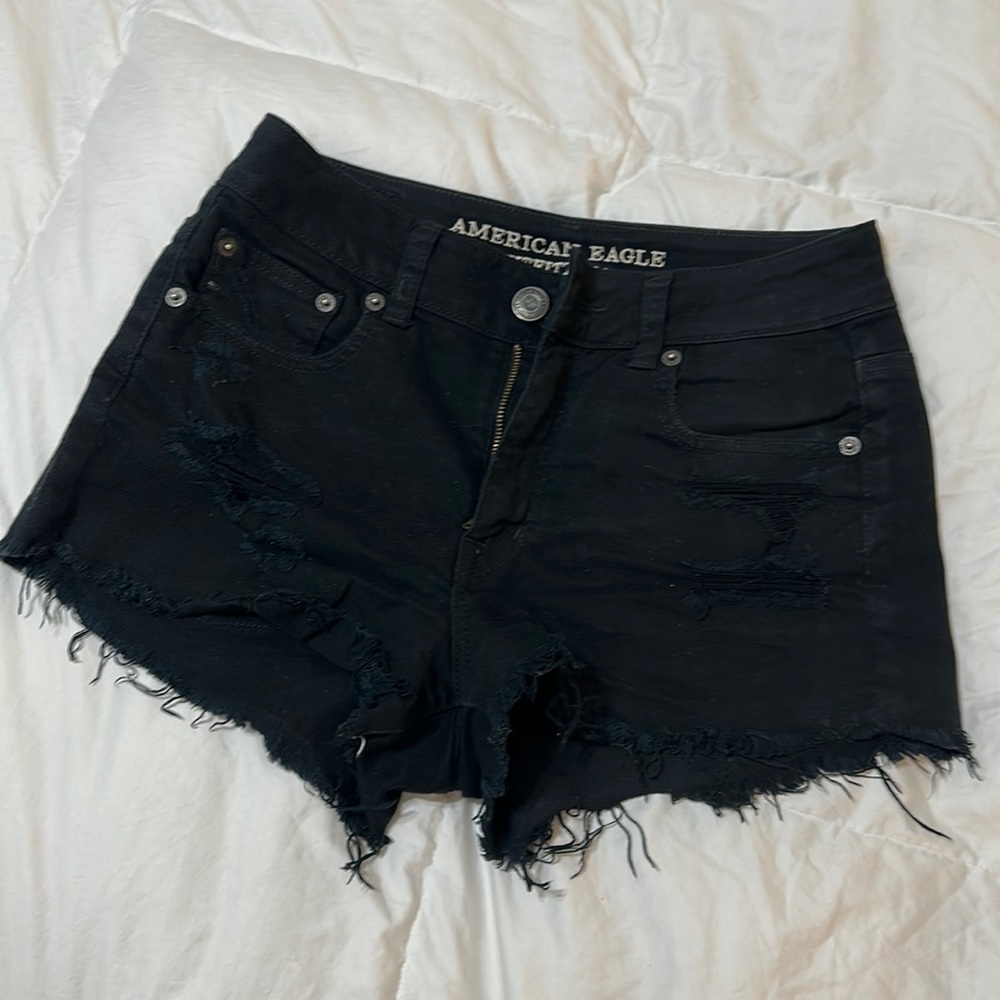 Black jean shorts from AE